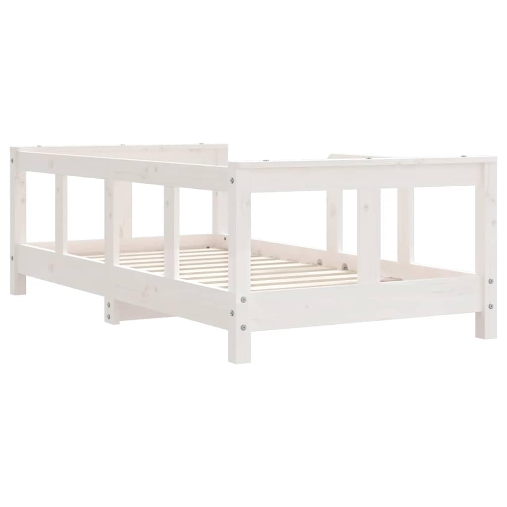vidaXL Estructura de Cama para Niños, Somier Infantil con Cabecero, Marco de Cama, Mueble para Dormitorio, Madera de Pino Blanco 70x140 cm