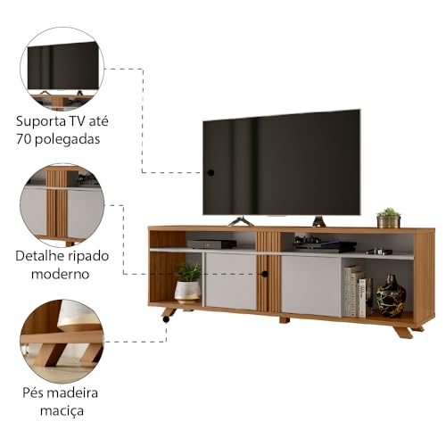 Rack Bancada para TV até 70 Polegadas 1,80m NT 1320 Freijó/Off White Notável