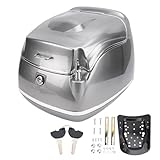 Juqrelith Maleta Trasera para Moto 38L, Impermeable, Universal para Motos y Scooters Eléctricos - Diseño Retro Elegante, Alta Seguridad con Cerradura y Llave (Mes de Pago)