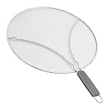 MarhJean Stainless Steel Splatter Screen - Mesh Oil Splash Guard with Anti-Heat Handle - Skillet Spl