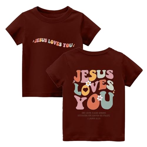 Girls Christian Shirt Jesus Loves You Shirt Faith Tops Tee, Ages 1-15 Years
