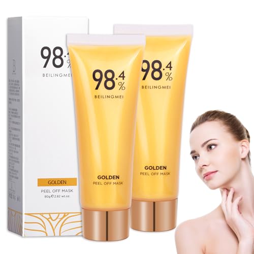 FOCUSUN Máscara de pele Off de ouro, 98% folhas douradas, máscara facial dourada de 24 quilates, antienvelhecimento, elimina espinhas, limpa os poros (2 unidades)