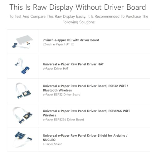 Waveshare 7.5inch E-Paper E-Ink Raw Display Compatible with Raspberry Pi 4B/3B+/3B/2B/B+/A+/Zero/Zero W/WH/Zero 2W Series Boards 800×480 Pixels Three-Color with SPI Interface Without PCB by waveshare - Image 6