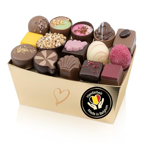ePralinchen handverarbeitete belgische Luxus-Pralinen | Exclusiv Edition 500g | exklusive Pralinenmischung mit Nougat, Frucht, Karamell uvm. | tw. mit Alkohol | köstliche Schokolade made in Belgium