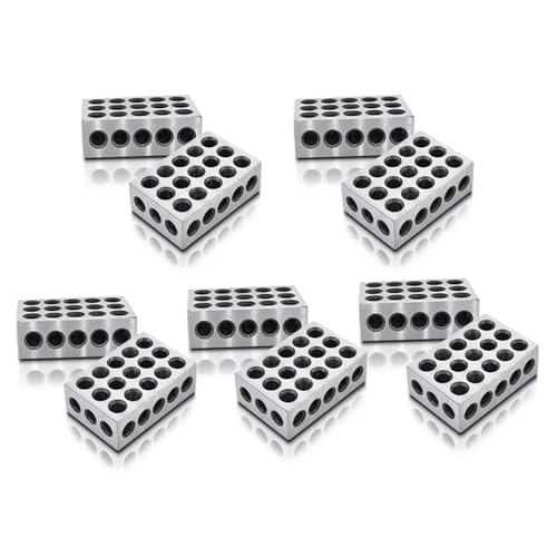 findmall 5 Matched Pairs Accuracy Steel 1 x 2 x 3 Inch Blocks 23 Holes .0002 Machinist Milling