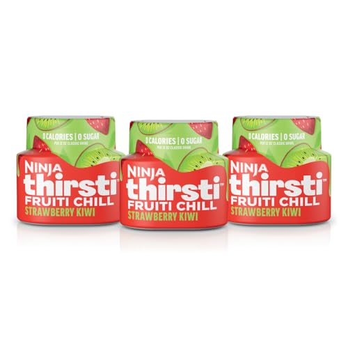Image of Ninja Thirsti Flavored Water Drops, Strawberry Kiwi, Zero Calories | Zero Sugar, 12oz drinks, 3 Pack, Compatible with All Ninja Thirsti Drink Systems - WC1000, WC2000 & WC3000 Series, WCFSTKWAM
