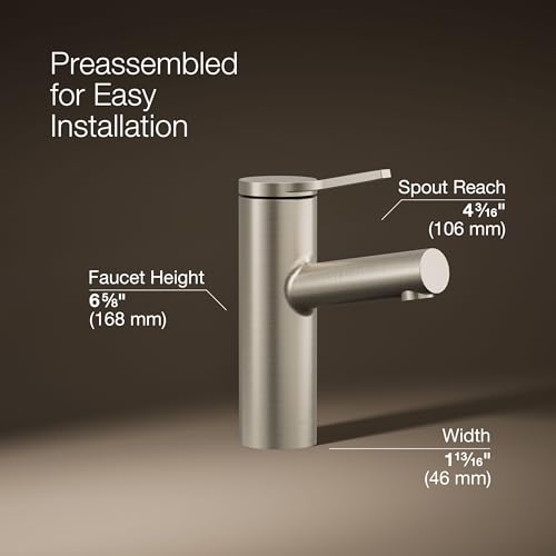 Kohler K-35048-4-BN Elate® Single-Handle Bathroom Sink Faucet, Bathroom Faucets, 1.2 GPM, Vibrant Brushed Nickel thumbnail 4