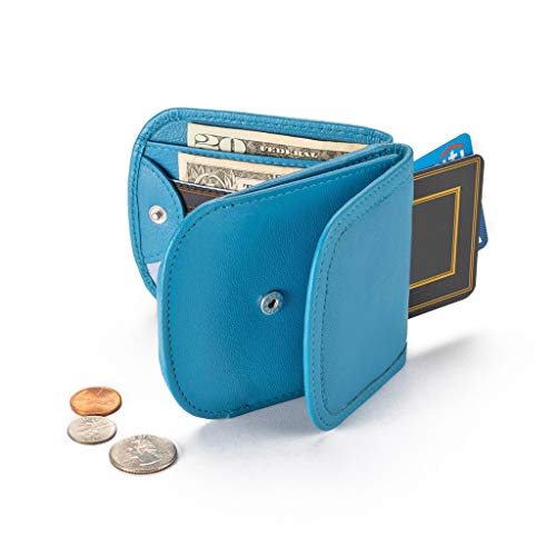 Taxi Wallet® TW03-BLU MOON - Soft Leather - Compact, Front Pocket Folding Wallet - For Cards, Coins, Bills, ID (Men & Women) - Image 3