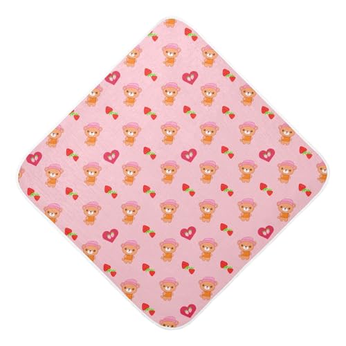 Msyxl Pink Hat Bears Hooded Towel - Ultra Soft & Absorbent Muslin Cotton Bath Towel for Babies, Toddlers, Newborn - Boys & Girls Essential 35
