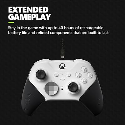 Xbox Wireless Gaming Controller | Elite Series 2 Core | White | Console, PC, and Android | Adjustable Thumbsticks | Trigger Locks