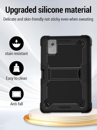 Image of for Lenovo Idea Tab Plus case 12.1 Inch Tablet, Shockproof Lightweight Silicone Protective Cover with Stand, Child-Friendly Protection, Black