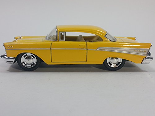 Kinsmart Canary Yellow 1957 Chevy Bel Air 2 Door Coupe 1/40 O Scale Diecast Car by Kinsmart