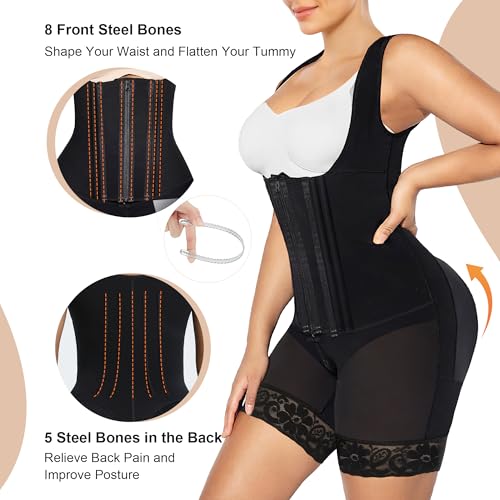 Image of SHAPERX Fajas Colombianas Shapewear for Women Tummy Control Body Shaper Postpartum Butt Lifter with Zipper and Hooks