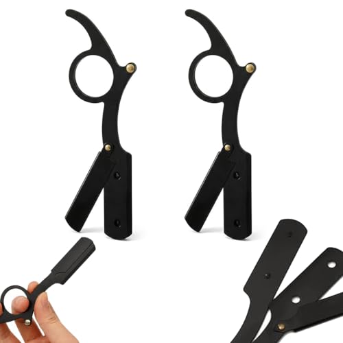 Image of 2Pcs Razor For Man, Shaving Razor Men, Straight Razor-Manual Barber-Style Professional Trimming Tool For Beard & Face