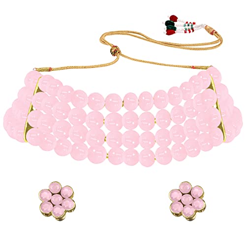 Image of Peora Traditional Maharani Haar Necklace with Earrings Bridal Jewellery Set Gift for Women