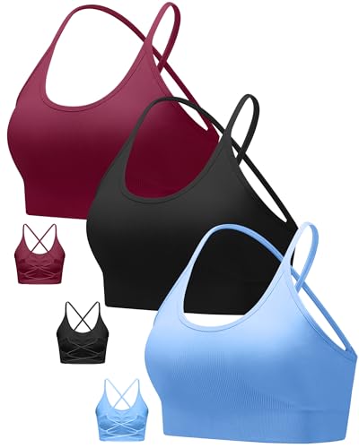 Image of RUNNING GIRL Sports Bras for Women,Sexy Crisscross Back Seamless Supportive Sports Bra Medium Support with Removable Pads