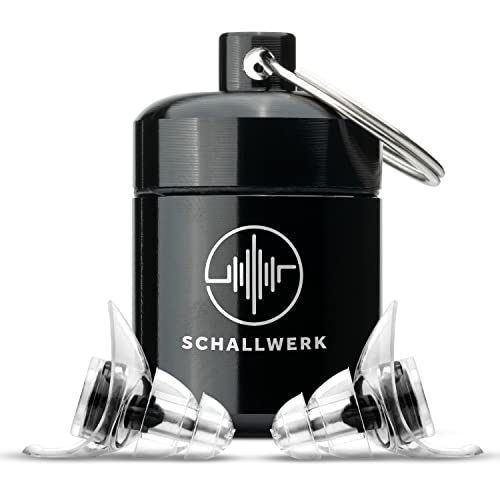 Schallwerk ® Strong+ | unauffällige Gehörschutz Ohrstöpsel – dämpfen Lärm & erhalten Tonqualität – Ohrenstöpsel transparent - Earplugs geeignet für Musik, Festival, Arbeit & Lernen