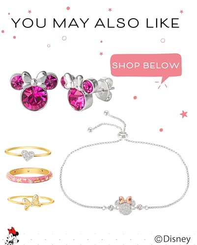 Disney Minnie Mouse Crystal Birthstone Jewelry, Birth Month Pendant Necklace, Silver Plated3