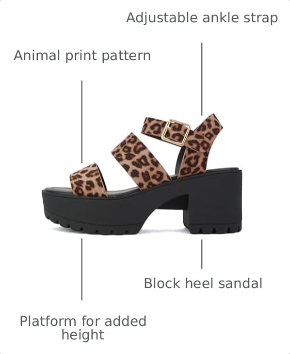 Image of Soda ACCOUNT ~ Women Open Toe Two Bands Lug sole Fashion Block Heel Sandals with Adjustable Ankle Strap