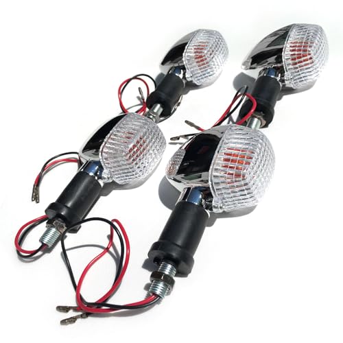 Archnote バイク ウインカー 汎用 リア フロント ウィンカー ランプ ライト 12v メッキ レンズ クリア 4個 透明