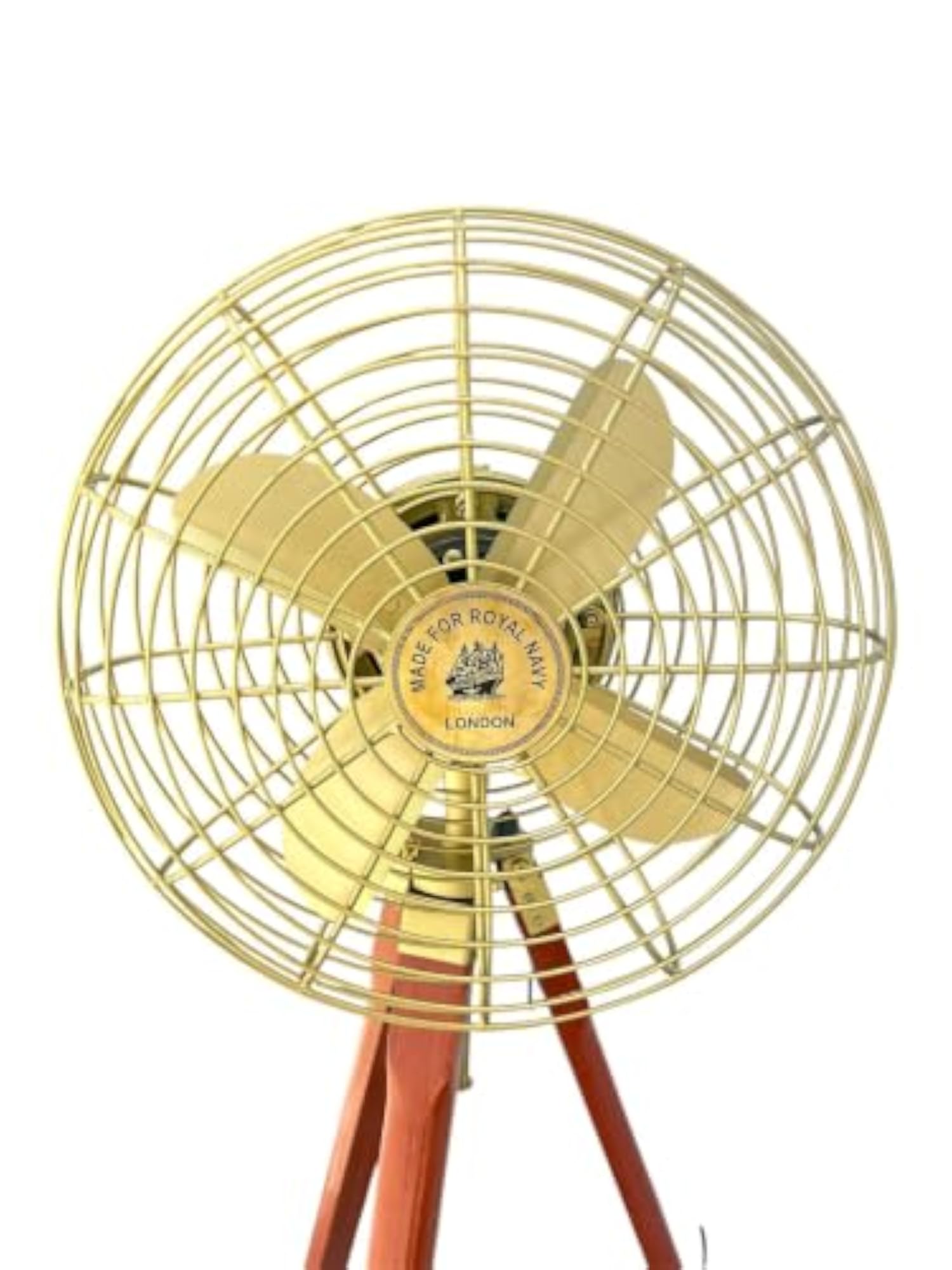 Antique Brass Tripod Floor Fan for Home Decor
