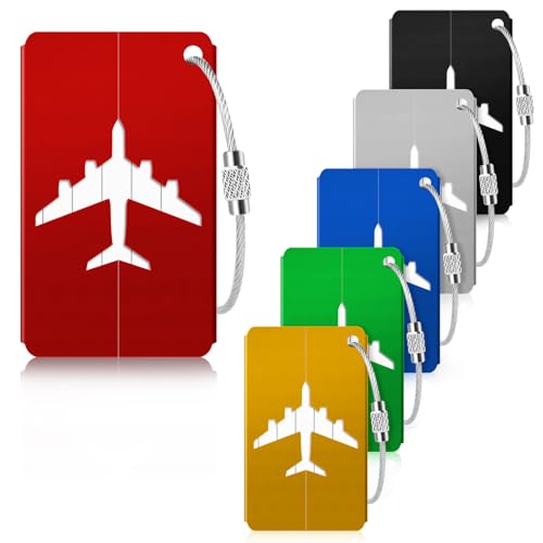 Luggage Tag, 6Pcs Luggage Tags for Suitcases, Bag Tags for Luggage Travel Luggage Tags with Privacy Name Card, Small Metal Luggage Tags Luggage Identifiers for Suitcases