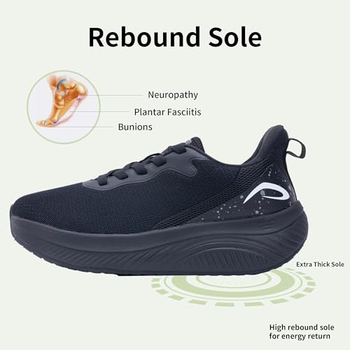 Image of Wide Toe Box Shoes Women Arch Support Walking Shoes for Plantar Fasciitis Wide Width Orthotic Tennis Sneakers
