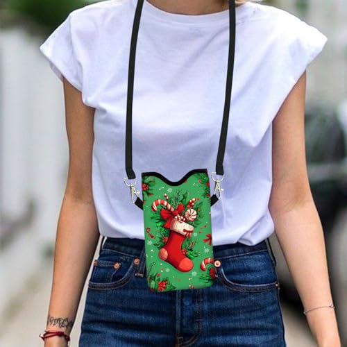 Image of Neoprene Cell Phone Sleeve Pouch Case Bag with Crossbody Strap Neck Lanyard for Women 7.1 X 3.9 in