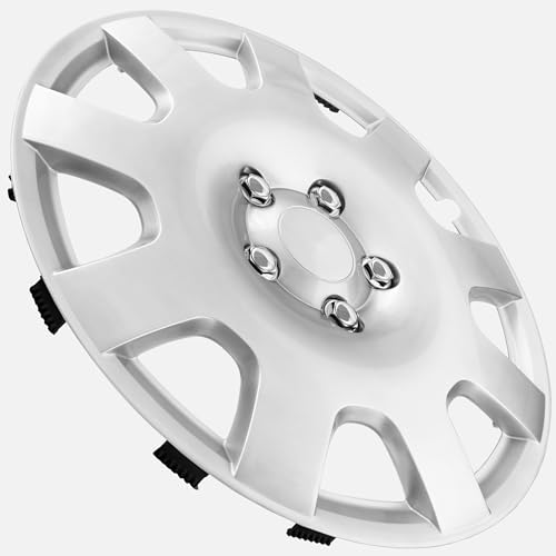 Image of LYDS Crown Silver Universal 16 inch Premium ABS Hubcap Wheel Cover Replacement Set of 4 - JWC-16S-BX