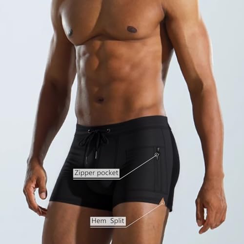 Men's Swim Shorts with Zippered Pockets,Men's Swim Trunks with high Elasticity4