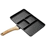 SUNNYNEST 10" Multi‑Compartment Non‑Stick Frying Pan 4‑Section Breakfast Skillet Divided Pan for Eggs Bacon Pancakes GasElectric & Induction Compatible Dishwasher Safe (Black)
