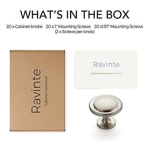 Image of Ravinte 20 Pack Brushed Nickel Cabinet Pulls and Knobs - 1-1 /4 inch for Kitchen and Dresser Drawers