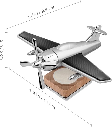 Image of DETACHI Solar Dashboard Airplane Wooden Base Air Freshner Diffuser, Alloy Solar Energy Rotating Airplane Ornament for Car (Black), Liquid, 1 Count