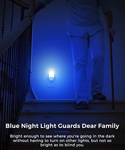 Image of L LOHAS LED Blue Night Light, Night Lights Plug into Wall[2 Pack], 0.6W LED | Nightlight, Dusk to Dawn Sensor, 30 /60LM Adjustable Brightness, Automatic Night Light for Kid, Bathroom, Nursery, Hallway