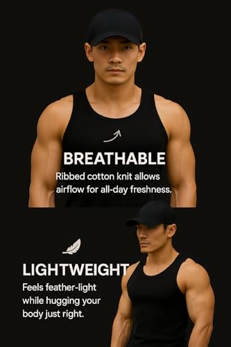 Image of Rockwell Men's Premium Cotton Vest - Sleeveless Gym Undershirt | Breathable, Stretchable & Skin-Friendly Innerwear for Everyday Comfort | 302