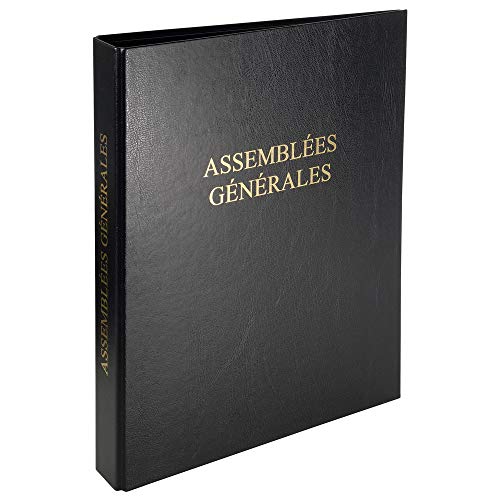 Exacompta - Réf. 46210E - 1 classeur juridique économique noir ASSEMBLÉES GÉNÉRALES - 4 anneaux, couverture plastique - Dimensions 32 x 26cm - livré avec recharge 100 feuillets vierges numérotés