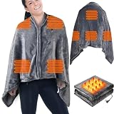 iMounTEK USB Heated Blanket Electric Heated Blanket 59 * 31in Heated Poncho Shawl Wrap Throw with Zipper Washable for Home Office Sofa/Grey