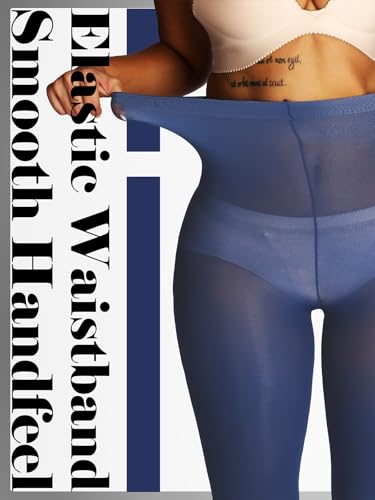 Image of HONENNA Semi Opaque Silky Women Pantyhose Tights, 20+ Colors Invisibly Toe Reinforced 60 Den Size A-E