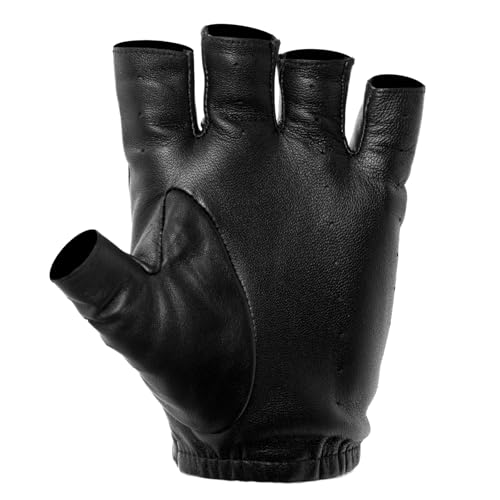 Image of Barcelona Black Fingerless Unlined Sheepskin Gloves