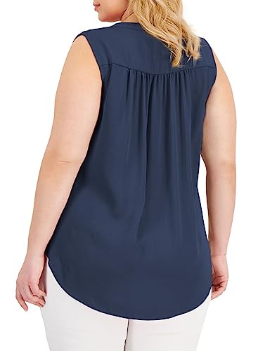 Image of Eytino Womens Plus Size Tank Tops Summer Sleeveless V Neck Casual Loose Chiffon Blouse Office Work Shirts(1X-5X)
