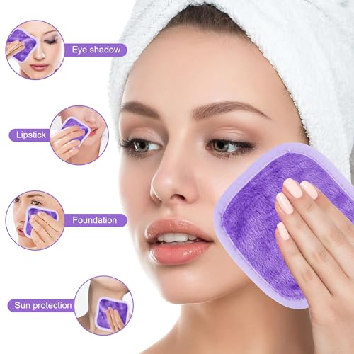 12 Pcs Makeup Remover Cloth, Premium Reusable Makeup Remover Pads Towels, Washable Microfiber Face Cloth, 5 X 5 inch Soft Makeup Washcloths for Face, Face Wash Cloths, Drying Facial Cleansing Cloths