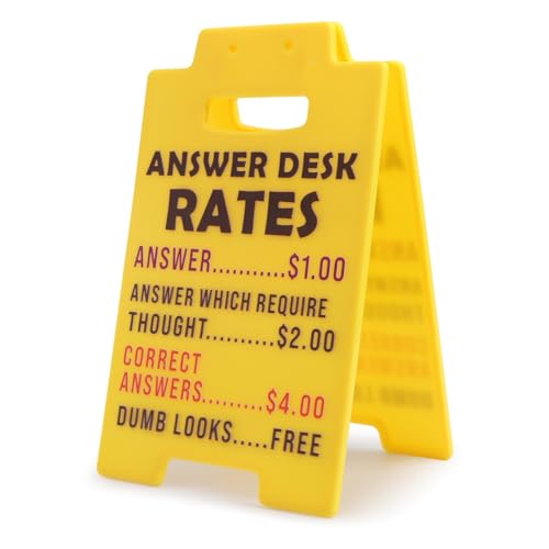 Funny Gag Office Decor-Answer Desk Rates Desk Sign Funny Desks Signs Team Office Gag Gifts Appreciation Stress Relief Gifts for Coworker Teammate Employee Supervisor