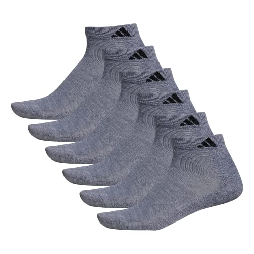 Adidas Men's Athletic Cushioned Low Cut Socks With Arch Compression For A Secure Fit (6-Pair), Heather Grey/Black, X-Large #TOP7