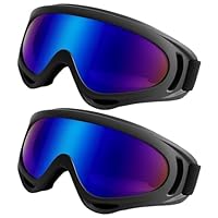 DXPETA Ski Goggles, MTB Goggles, 2 Pack UV400 Protective Eyewear for Motocross, Dirt Bike, and Snow Sports, Kids Dirt Bike Goggles with 1.0mm Reinforced Lens