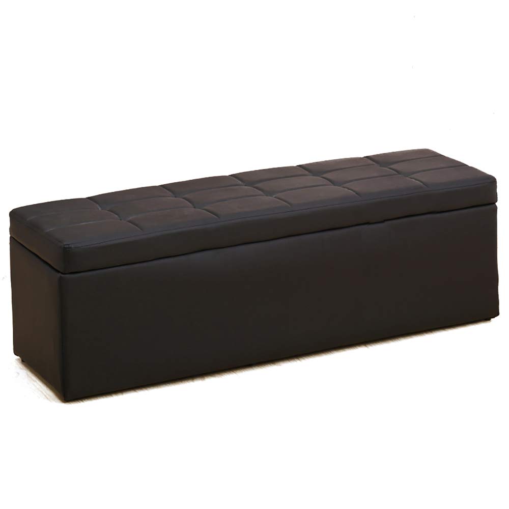 Paddia Storage Shoe Bench Storage Ottoman Cube Foot Rest Stool with Hinged Lid for Home (100x40x40cm, Black)