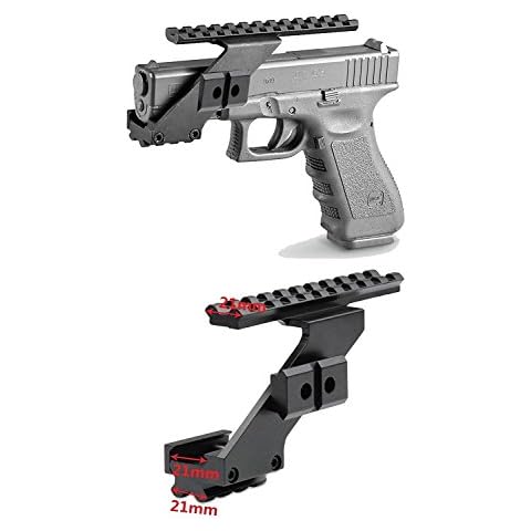 FIRECLUB Tactical Precision Machined Aluminum (NOT PLASTIC) Weaver Picatinny Top & Bottom Pistol Handgun Scope Mount for Sights,Lights & Accessories Fits Pistols with Front Accessories Cover