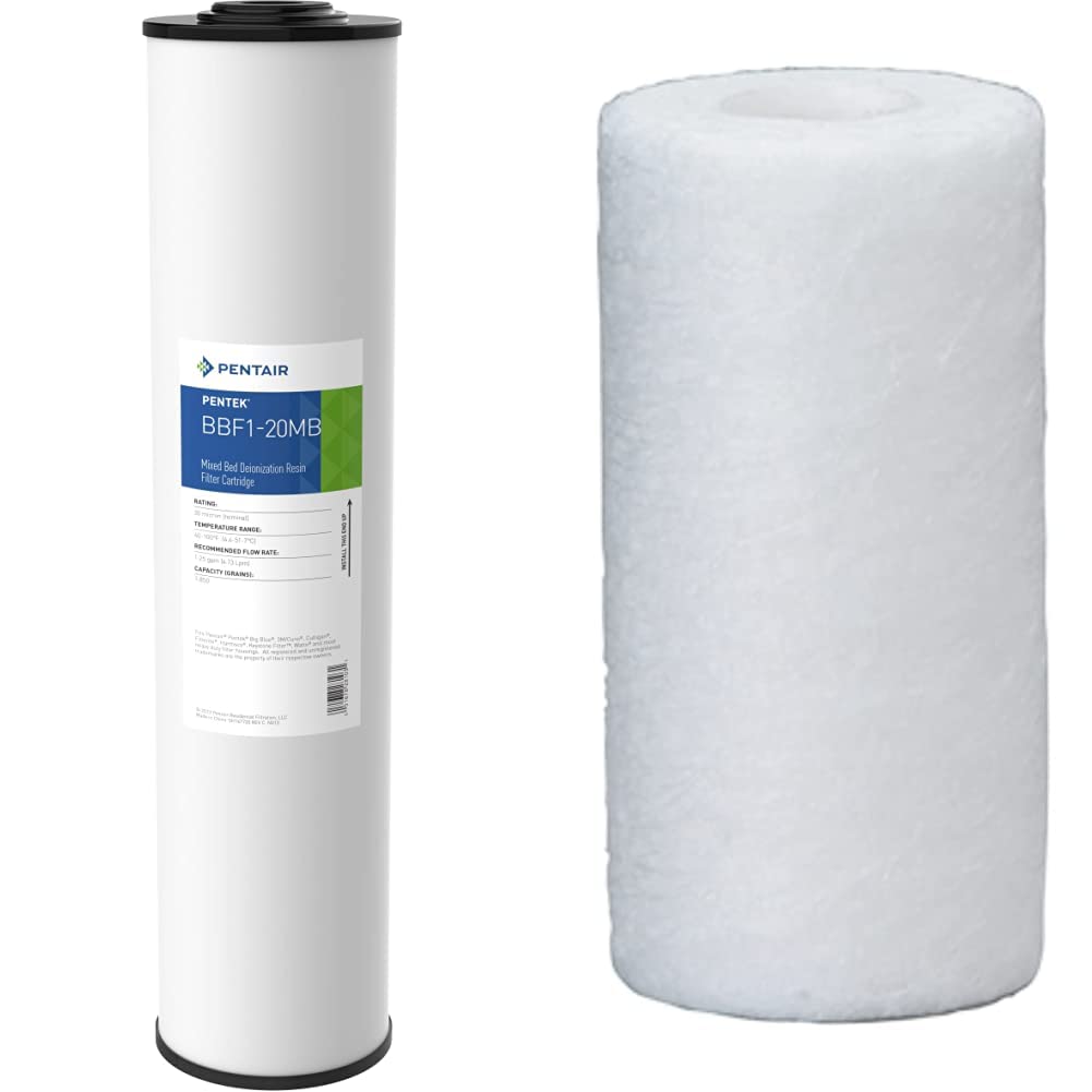 Pentair Pentek BBF1-20MB Big Blue Deionization Water Filter,20-Inch,20" x 4.5" & Pentek P5-478 Sediment Water Filter,5-Inch,5" x 2.5",5 Micron