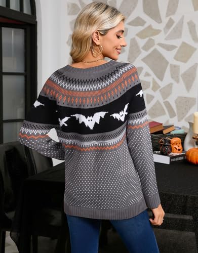 Women's Pullover Sweaters Long Sleeve Crew Neck Cute Multi-Hearts Knitted Casual Sweater