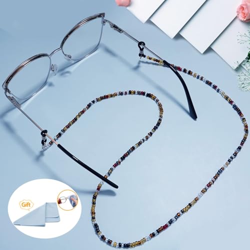 BILIONE 4Pcs Beaded Eyeglass Chains for Women & Girls, Sunglass Holder Strap Around Neck, Acrylic Glasses Hanger Keeper
