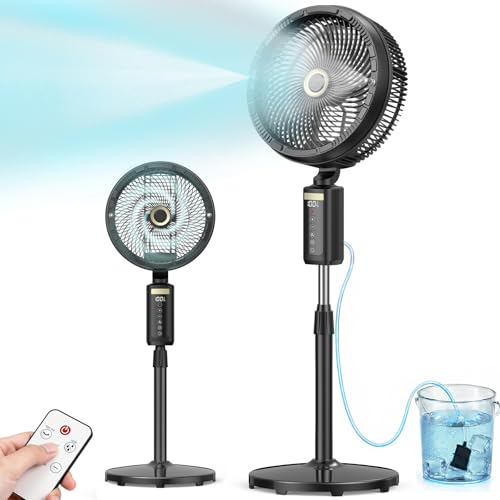 Ausic Outdoor Misting Fan, 30000mAh 12' Oscillating Pedestal Fans for Patios Outside, Standing Fan...